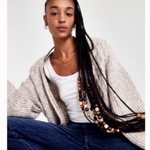 Free People Molly Cable Cardigan Heather Grey size XS